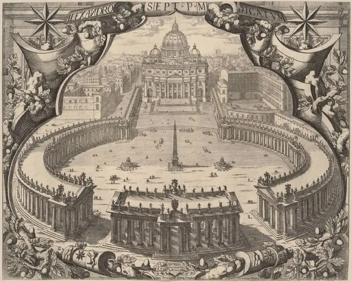 Giovanni Ranzoni und François Collignon, Berninis Plan für den Petersplatz in Rom, 1663