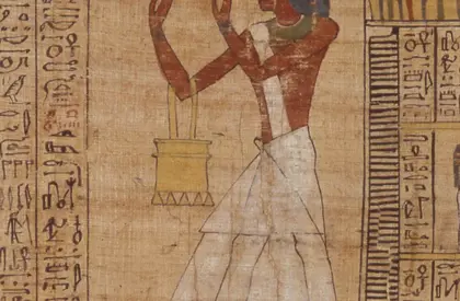 Ein langer Papyrus mit der Darstellung des Übergangs in die Totenwelt 