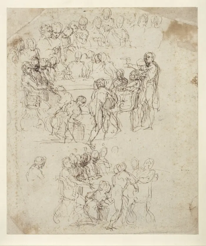 Figure study, people around a round table