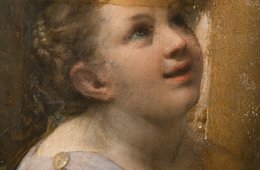 Puttengesicht mit teilweise abgenommener Vergilbung