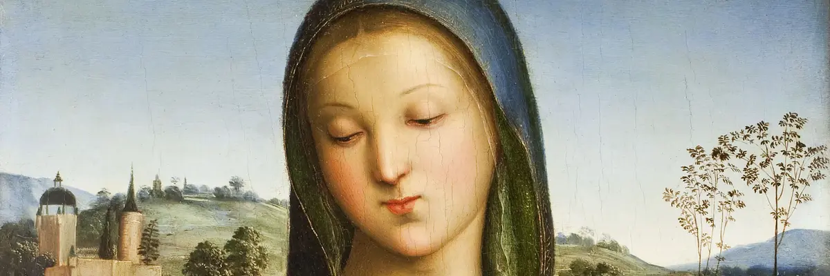 Das Christuskind reicht der Jungfrau Maria ein Gebetsbuch ein 