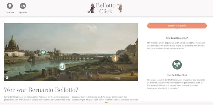 Ein Screenshot einer Medienstation "Bellotto Click"