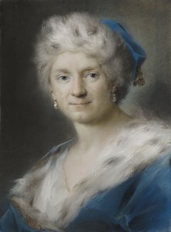 Pastellporträt einer Frau in blauem Kleid