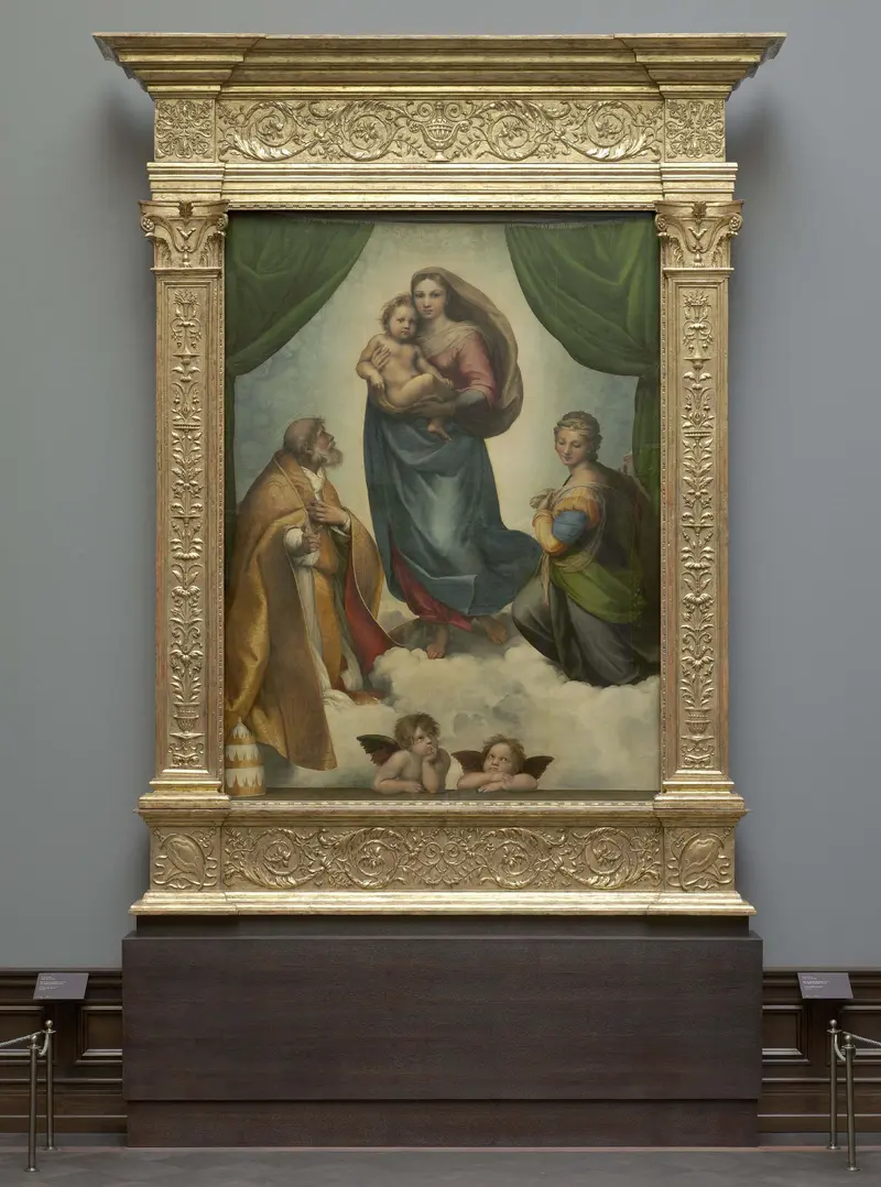 Madonna and child with saints and two angels