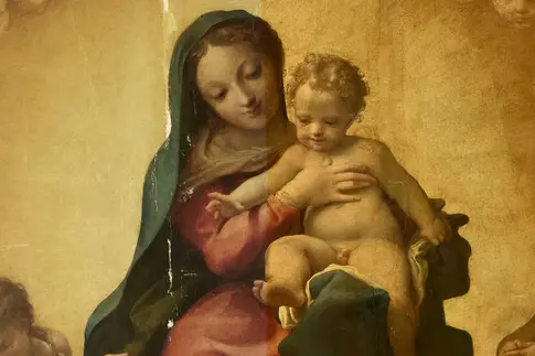 Gemälde einer jungen Frau mit Kind