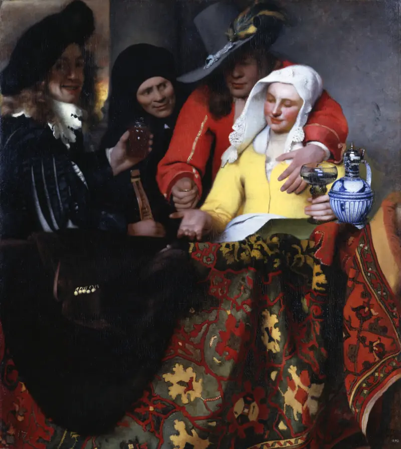 Ein Gemälde von Vermeer zeigt eine fröhliche Gesellschaft 