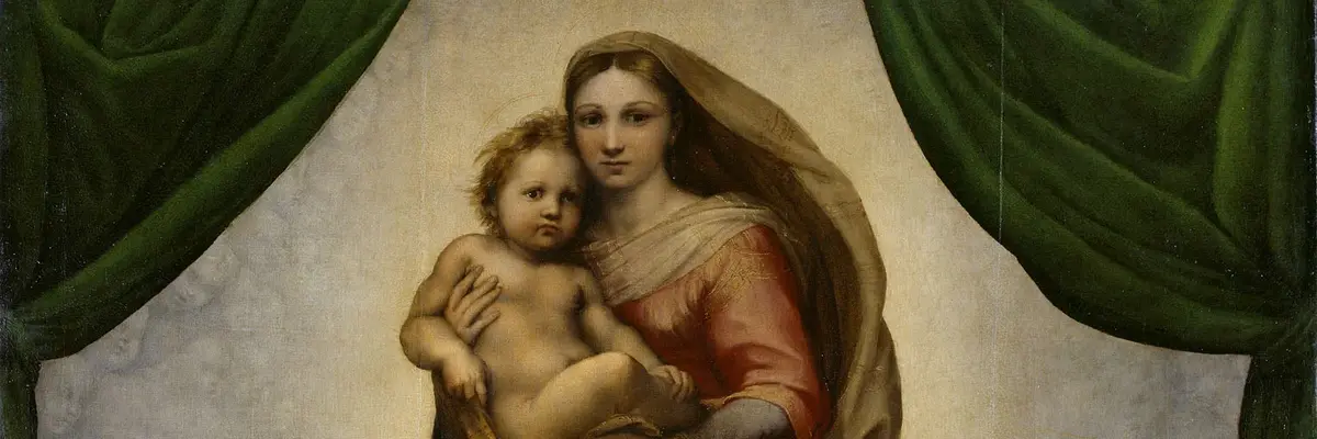 Madonna mit dem Jesuskind, am unteren Rand die zwei Engel