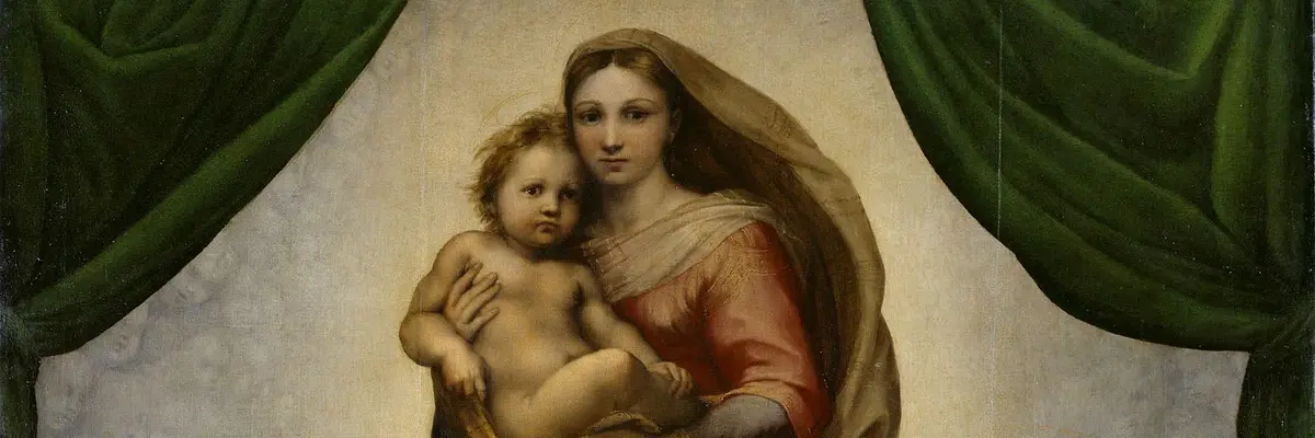 Madonna mit dem Jesuskind, am unteren Rand die zwei Engel