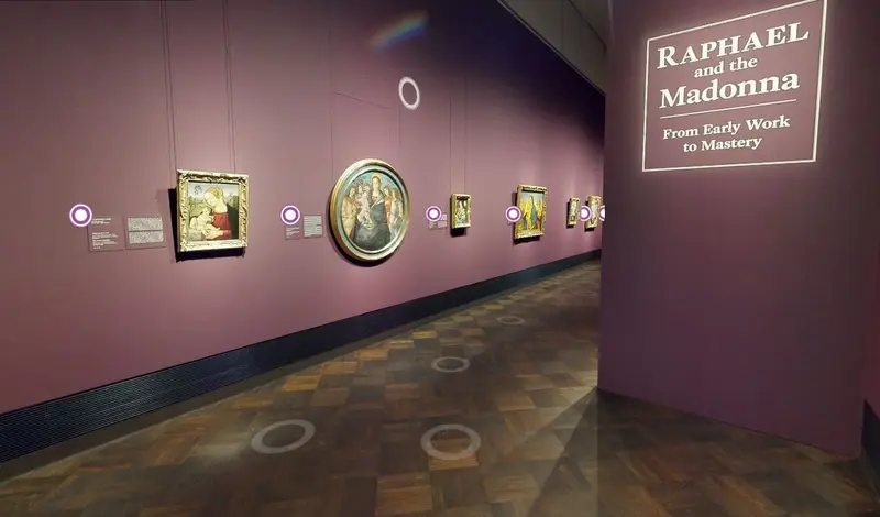 Ein Screenshot einer virtuellen Tour durch die Ausstellung "Raffael und Madonna"