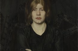 Oskar Zwintscher, Bildnis einer Dame mit Zigarette, 1904 Frau, die eine Zigarette in der Hand hält