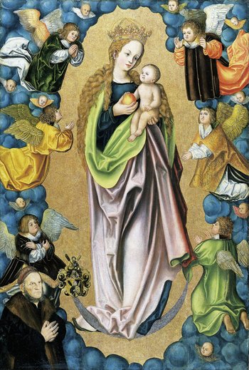 Madonna mit dem Jesuskind umringt von Engeln